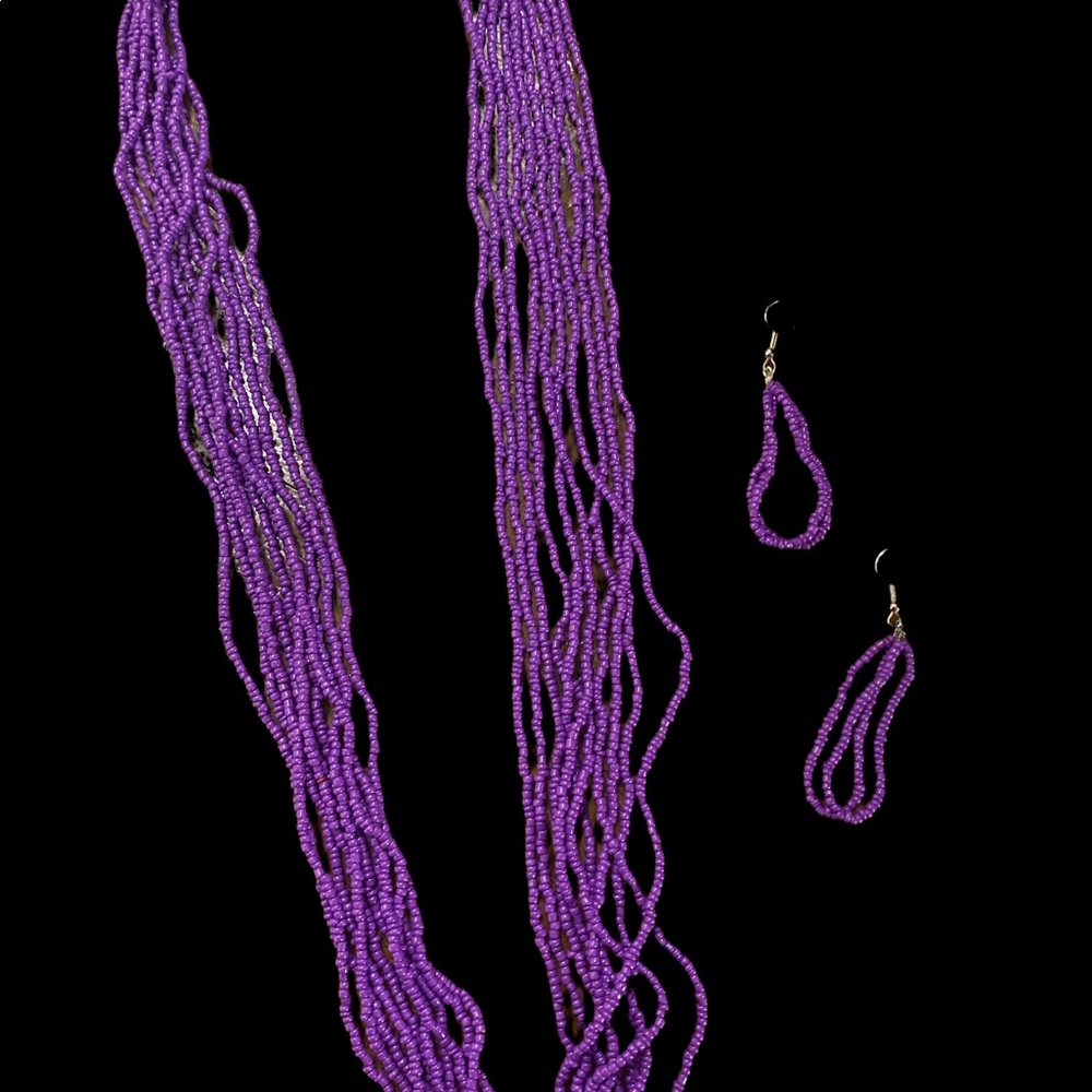 Beautiful beaded multi strand necklace and earrings 143